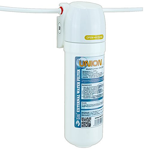 UNIONfilter UNION 4 Wasserfilter-Set Kühlschrank, Schlauch 1/4 Zoll | Filterkopf, Kartusche und 5 m PE-Schlauch 6,35 mm, Wechsel per Vierteldrehung, Kapazität ca. 5.000 Liter