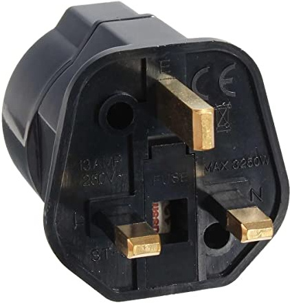 CABLEPELADO Pack 2 Adaptadores de Enchufe de Europeo a Enchufe UK | Adaptador Enchufe Viaje | Enchufe Tipo C a Tipo G | Negro