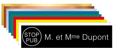 Plaque Gravée Pour Boîte Aux Lettres Personnalisable Avec Votre Nom et Prénom Stop Pub - Dimensions 10 x 2,5 Cm - Coloris Noir Avec Écriture Blanc