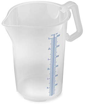 Termohauser 8300040089 - Vaso medidor con mango cerrado, 3000 ml, plástico PP, escala azul en L y ml