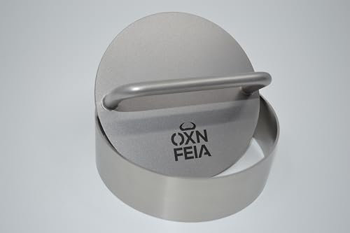 Oxnfeia® Burgerpresse Edelstahl 2-teiliges Set - Hamburgerpresse ideal für gleichmäßig geformte Patties und Grillgenuss - nachhaltig, spülmaschinenfest & rostfrei, ⌀11 cm