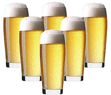 500ml Beer Glasses | Set of 6 Crystal Clear Pint Glasses - Gift for Dad/Men for Birthday Christmas