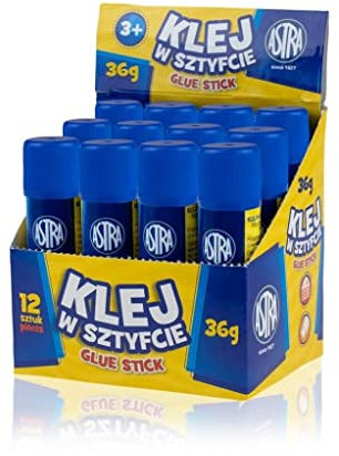 Astra Klebestift, sicherer und kinderfreundlicher Kleber für Kunst und Bastelarbeiten, starker Klebstoff für Schule & Bürobedarf, 12x36g SET Astra Stift