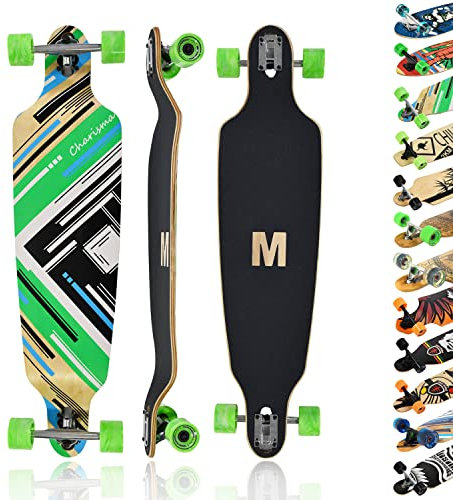 MAXOfit Longboard Charisma Green No. 64 - Drop Down Board mit robustem Deck und mittelweichen Rollen - Drop Through Achsen - Double Drop Form für höhere Stabilität