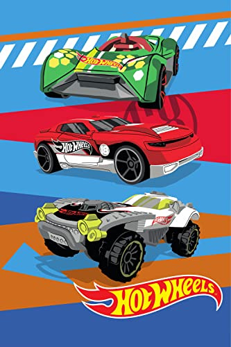 Hot Wheels Manta de Forro Polar, diseño épico de Coche de Carreras, Manta súper Suave, 100% poliéster, 100 x 150 cm