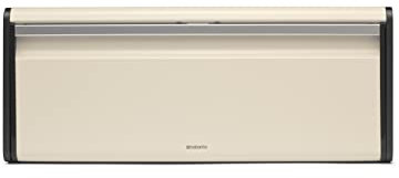 Brabantia - Portapane con Apertura a Ribalta - 2 Pagnotte - Spazio Extra grazie al Piano Piatto - Mantiene il Contenuto Fresco - Accessorio da Cucina - Acciaio - Soft Beige - 45 x 26 x 17 cm
