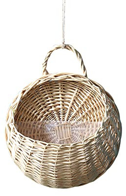 JAWSEU Cesto da Appendere alla Parete, Vimini Intrecciato a Parete Pianta Cestino, Fioriera Sospesa Rotonda, per La Decorazione della Parete Esterna Interna del Giardino di Casa