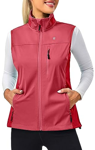 Little Donkey Andy Lightweight Cycling Vest Windproof Sleeveless Jacket for Women Water-Repellent Stretch Vest for Running Cycling（Red XL）