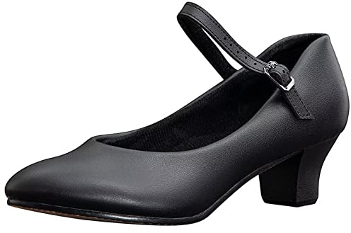 ARCLIBER Black Character Shoes for Women Ankle Strap 1.55 Dance Heels for Ballroom Salsa Tango-7.5