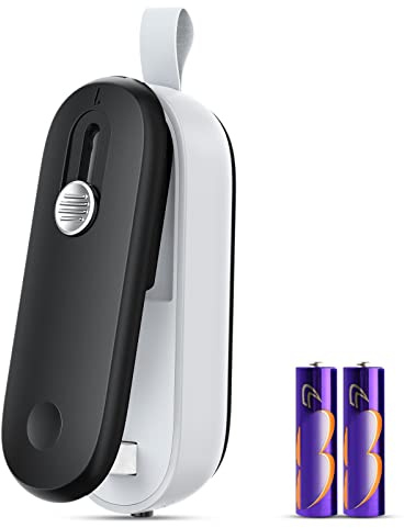 FEPPO Mini Bag Sealer, 2 in 1 Heat Sealer with Cutter, Portable Resealer Machine for Chip, Plastic Bags Food Storage Snacks (Batteries Included)