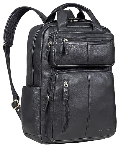 STILORD Mochila Vintage Cuero Negocios Portátil Hombres Estudiantes Damas, Color: negro