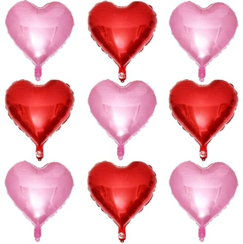 Red Heart Shaped balloons Pack of 10,18 Inch Love Valentine Balloons Pink Heart Romantic Balloons For Valentines Day Propose Marriage Wedding Bridal Shower Engagement Party Decorations