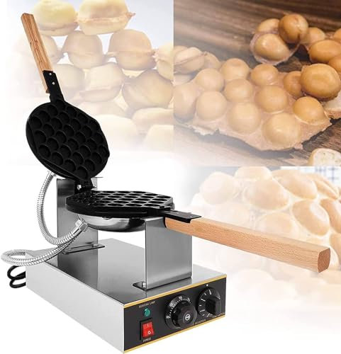 Commercial Bubble Waffle Maker - 180° Rotating, Commercial Electric Hong Kong Egg Waffle Iron, Temperature Range: 50-250°℃, Non-Stick, 0-5 Minutes Time Control, Suitable for Family