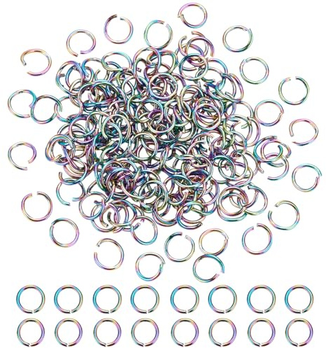 arricraft 150 Stück Regenbogen 304 Edelstahl Offene Biegeringe, Biegeringe O-Ring-Verbinder Runde Schmuckverbinder Kettenglieder Für Schlüsselanhänger Halskette Schmuckanhänger 6mm