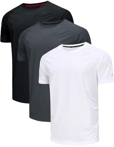 3 Pack Sport T-Shirts Funzionale Camicia Uomo Palestra Asciugatura Rapida Traspirante Allenamento Corsa Manica Corta Magliette