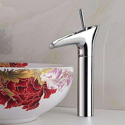 TAYEEU Küchen- und Badarmaturen, Wasserhähne, EuropUPC Retro Warm- und Kaltwasserhahn, Kupfer-Wasserfall-Waschtischarmatur, Badezimmer-Waschtischarmatur,Spültischmischer