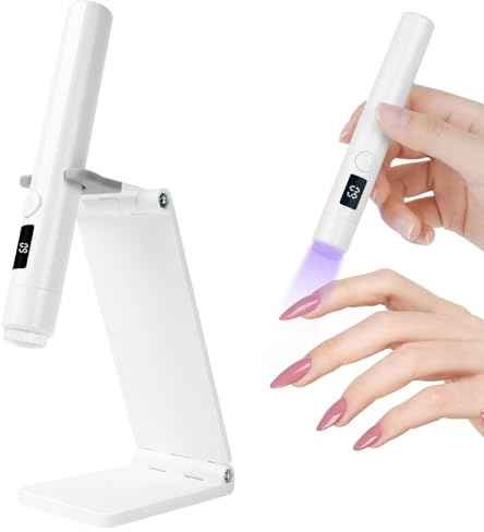 URAQT UV-nagellampa med stativ, små UV-lampor för gelnaglar, laddningsbar USB-nageltorklampa med LED-skärm och 45-tals 60-talstimer, bärbar led-nagelficklampa, present för kvinnor nagelkonst