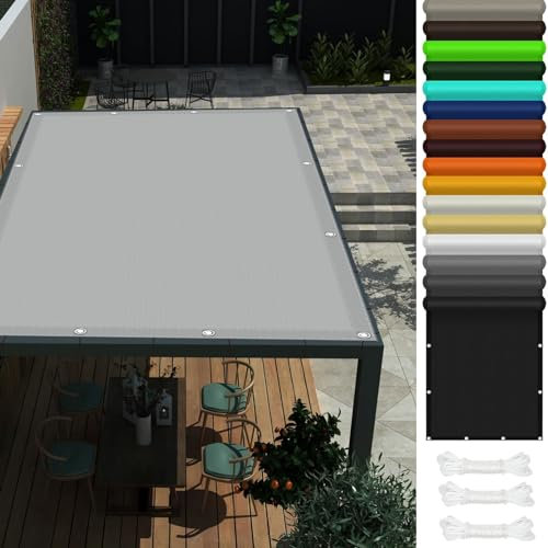 Sonnensegel Wasserdicht 1.6 x 2 m (Nach Mass) Premium Polyester Sonnensegel Sonnenschutz Sonnendach für Garten Terrasse Balkon, Hellgrau