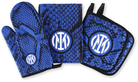 Inter Set Cucina Tessile, Guanto Forno, Presina, Prodotto Ufficiale Inter, Set Regalo Perfetto per i Tifosi Nerazzurri