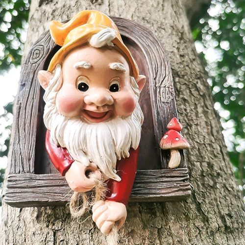 Syfunlv lustig Gnom Gartenfigur,Gartenzwerg,Gartenzwerg Dekor,Mini Zwerge Aus Kunstharz Kleine Schöne Zwerge Lustige Gartenzwerge Gartenzwerge Zwerge Bastelarbeiten Freche Zwerge für Terasse Balkon