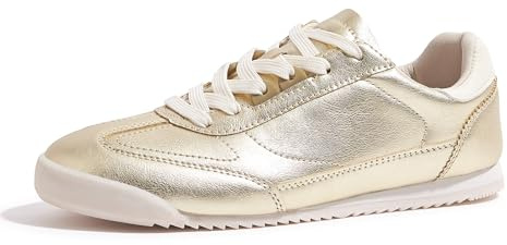 LUCKY STEP Zapatillas Planas de Cuero para Mujer – Zapatillas de Moda con Cordones, Calzado Casual para Tenis y Uso Diario