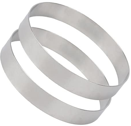OFFSCH 2 Piezas Anillos De Pizza y Panqueques De Acero Inoxidable 20 Cm x 3 Cm, Utensilios Para Hornear Bordes Lisos, Molde Redondo Para Pastelería, Uso Cocina y Repostería