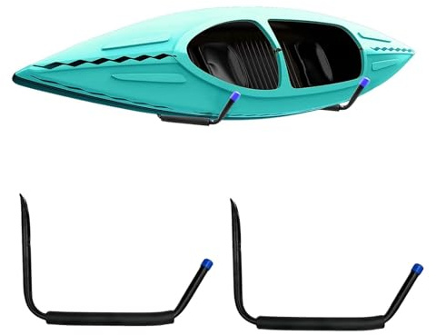 WhamtL Wall Mount Garage Kayak Storage Hook, Lightweight Scratch-Resistant Canoe Hangers Kayak Rack, Surf Ski Paddleboard Snowboard Kayak Shelf(Blue,2pcs)