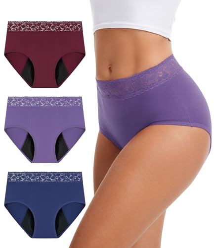 Bobelle Wear Incontinence Underwear For Women, 100ML Leakproof Lace Briefs, Period Panty for Postpartum Bladder Leak, 3 Pack (UK, Alpha, M, Regular, Regular, Multicolor01)