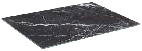 Harbour Housewares Glas Schneidebrett 30 x 20 cm Schwarz Marmor Design | Glas Schneidebrett schwarz Marmor, hitzebeständig, kratzfest & hygienisch, ideal für moderne Küchen
