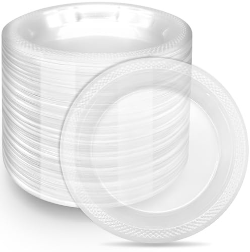 GGYKJSK 200-Pack 6-Inch Clear Plastic Dessert Plates Disposable - Small Appetizer Desert Plates for Wedding, Party, Cake Serving - BPA-Free Disposable Plates Bulk