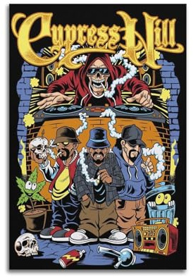 WGJYMX Music Illustration Cypress Hill Group Decorative Painting Canvas Wall Posters And Modern Family Bedroom Decor 08x12inch(20x30cm)