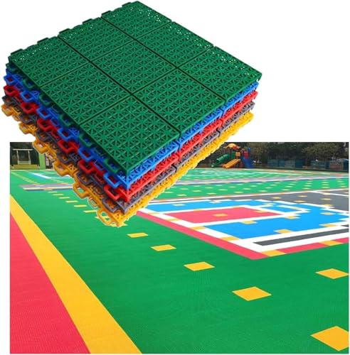 Modulare ineinander greifende Bodenmatten, Outdoor-Basketball-Kindergarten-DIY-Sportplatzfliesen, schnelle Entwässerung(Blue)