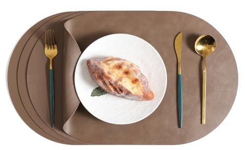Komforbaa Tovaglietta Lavabili 44.5x30cm, sottopiatti Individuali Set da 4 pezzi, Resistenti al Calore tovagliette colazione Caffè scuro