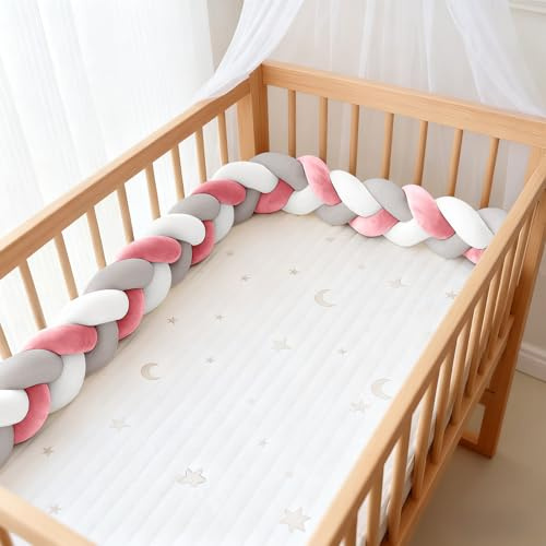 PTKG Cuscino Coccoloso Soffice Intrecciato,Paracolpis Antisoffoco,Treccia Culla per La Decorazione della Stanza,Paracolpi Antisoffoco,Paracolpi sponda sponde anticaduta,F21,150CM