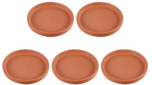 Healeved 5 Sottovasi in Terracotta - Sottovasi Alti 5 Cm, Resistenti per Vasi da Interno Ed Esterno | Antigoccia Impermeabili, Base in Terracotta Resistente (40 Cm - Rosso)