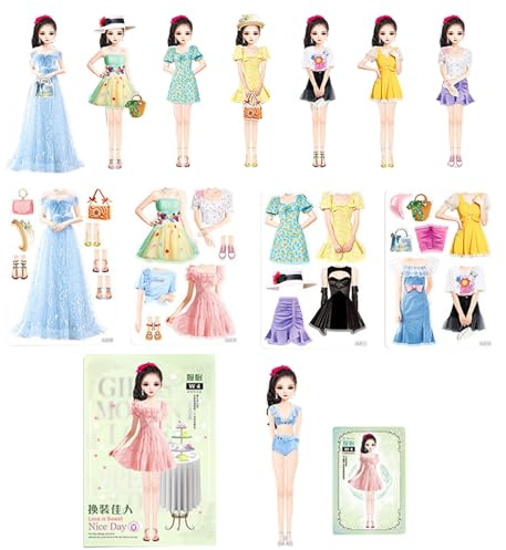 Generisch Magnetische Anzieh-Puppen, Anzieh-Papierpuppen für Mädchen Alter 3+, Hübsche Prinzessin-Spiel-Papierpuppen Anzieh-Spielzeug-Set