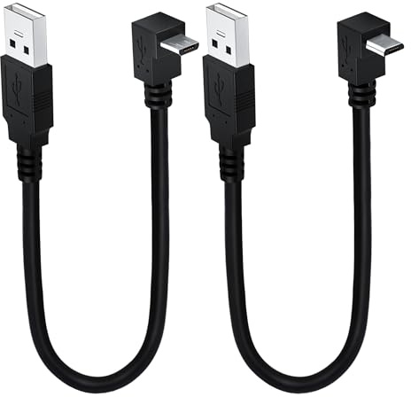 LANMINGLEL Short Angle Micro USB Cable, 90 Degree Micro 5Pin to USB 2.0 Type-A Data Charge Cable, for Phone Tablet DVR Digital Camera Camcorder Security Cam 0.25M 2 Pack (Up & Down)