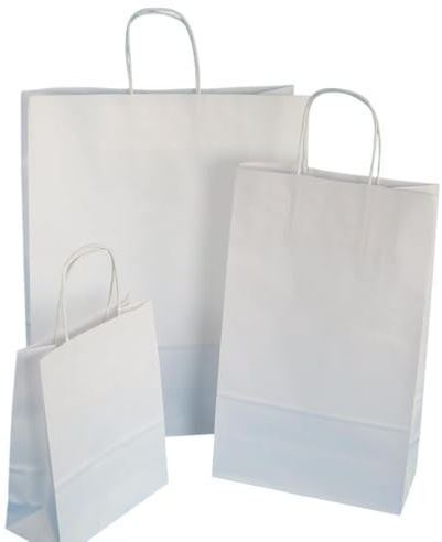 Pro DP 250 Papiertragetaschen 32+17x43cm mit Kordel weiß Papiertüten Einkaufstüten Tragetaschen 90/m² Papier