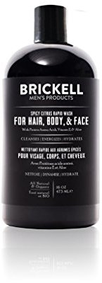 Brickell Men's Products Detergente in Gel 3 in 1 per uomo (473 ml) Profumo agli agrumi speziati