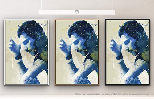 Paul Sinus Art Freddie Mercury VII 90x60cm auf Leinwand im Schattenfugenrahmen Weiss