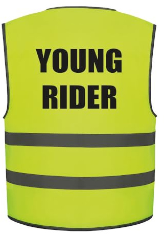 Brook Hi Vis Young Rider Kids Hi Vis Vest Children's High Visibility Reflective Safety Waistcoat Road Safe Horse Riding Rider, Add child's name to the front, Personalised