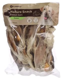 Flamingo Leckerli Hund – Natur Kaninchenohren – 200g – glutenfrei – naturbelassen – unterstützt Zahnpflege