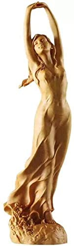 GTTFX Estatua de Belleza de boj Artesanal para decoración del hogar, Estatua Decorativa de Feng Shui Chino de Madera, Escultura para el hogar y la Oficina, Altura 23 cm/9,1