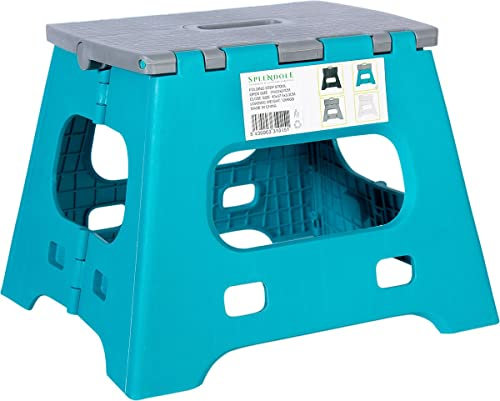 Splendole Tritthocker Klapphocker Faltbar Kinderfußbank Klapptritt Bad-Hocker Klappbar Kindertritt Klein Aufstiegshilfe Küchenhocker Für Kinder Erwachsene (Grau/Grün)