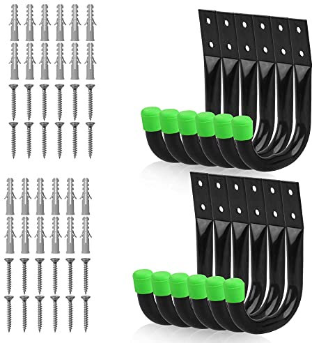 SWANLAKE Heavy Duty Garage Storage Utility Hooks, Utility Hooks for Garage Wall,Color Black (12pcs)-H12CM*L8.9CM