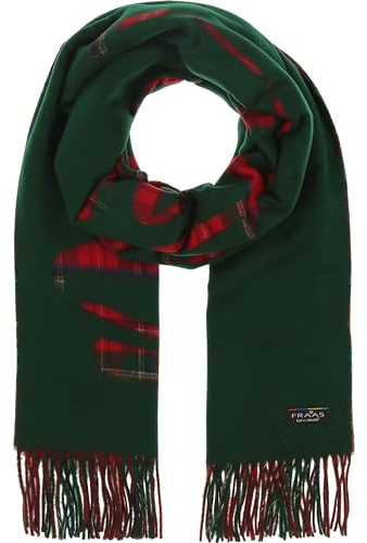 FRAAS Cashmink Weihnachtsschal Merry Christmas - warmer Schal mit Karo-Muster für Damen und Herren - 56 x 200 cm - Made in Germany Antique Green