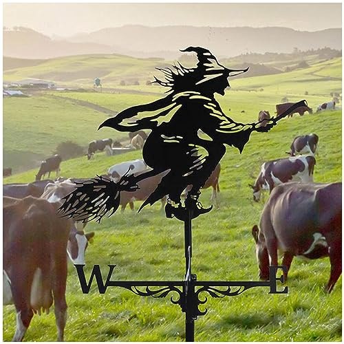 VVLXRIC Hexe Wetterfahne, Wetterhahn Metall Dach, Fliegende Hexe Gartendeko, Wetterfahne Dach, für Outdoor-Garten-Rasen-Yard-Dach-Dekoration