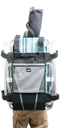 Mochaise Tragetasche für Klappstuhl, groß, passend für 2 Strandkörbe, Sonnenschirm, Handtücher und mehr Strandzubehör, Strandkorb-Tragetasche, perfekte Familien-Strandtasche, Schwarz, Classic
