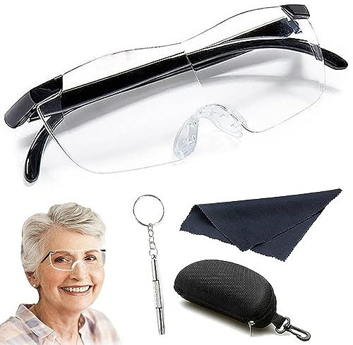 Bogoro Lupenbrille, 300% Vergrößerungsbrille, Lese Lupenbrille, Anti-Blaulicht, Lupenbrille für Brillenträger, Tragbare Leselupen, Brillenlupe, für Naharbeit, Lesen, Nähen, Reparatur