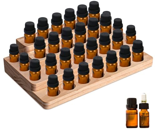 HOMURY Collezione di legno olio essenziale, supporto a 30 fori, contenitore essenziale per oli essenziali, scatola regalo per oli profumati, oli essenziali, smalto